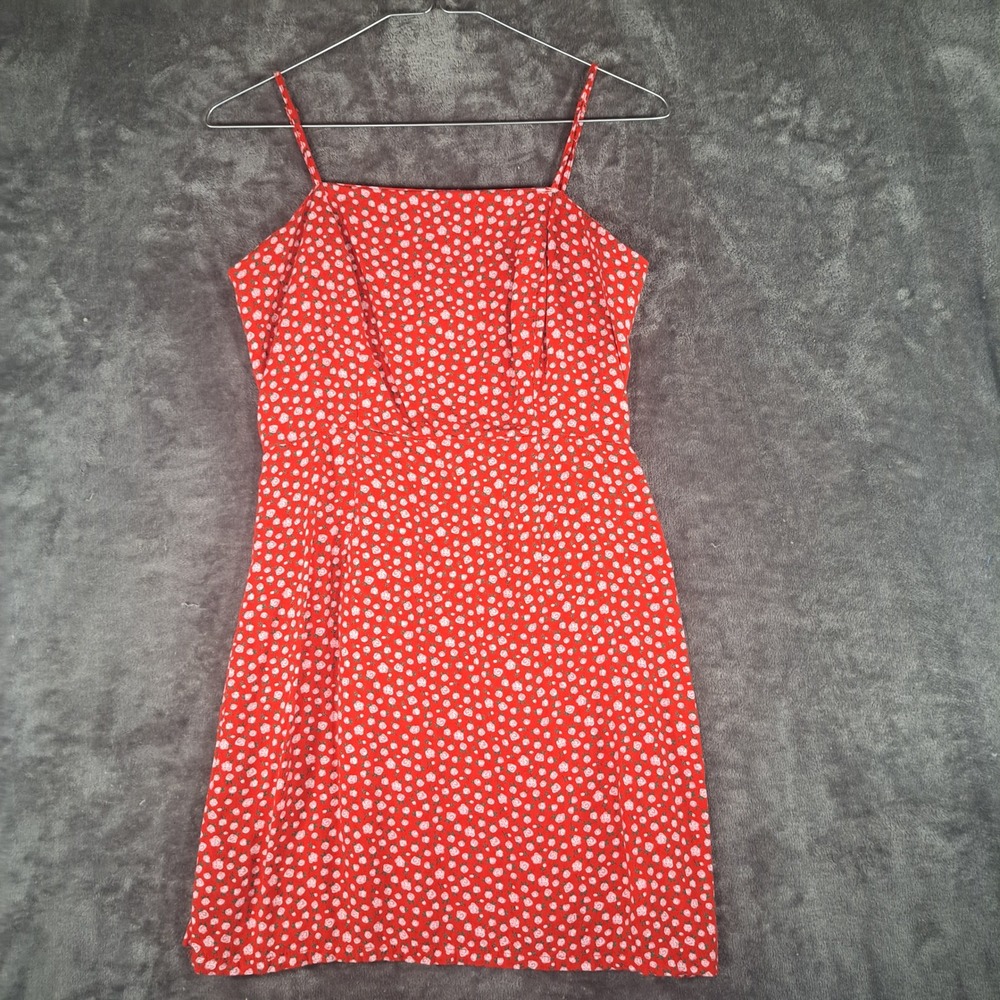 Aeropostale M Red Floral‎ Rosebud Mini Dress Smocked Back Cottagecore Coquette